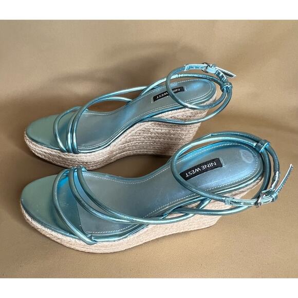 Nine West Blue Hipsta 3 Espadrille Platform Sandals 9.5 New - Picture 6 of 11